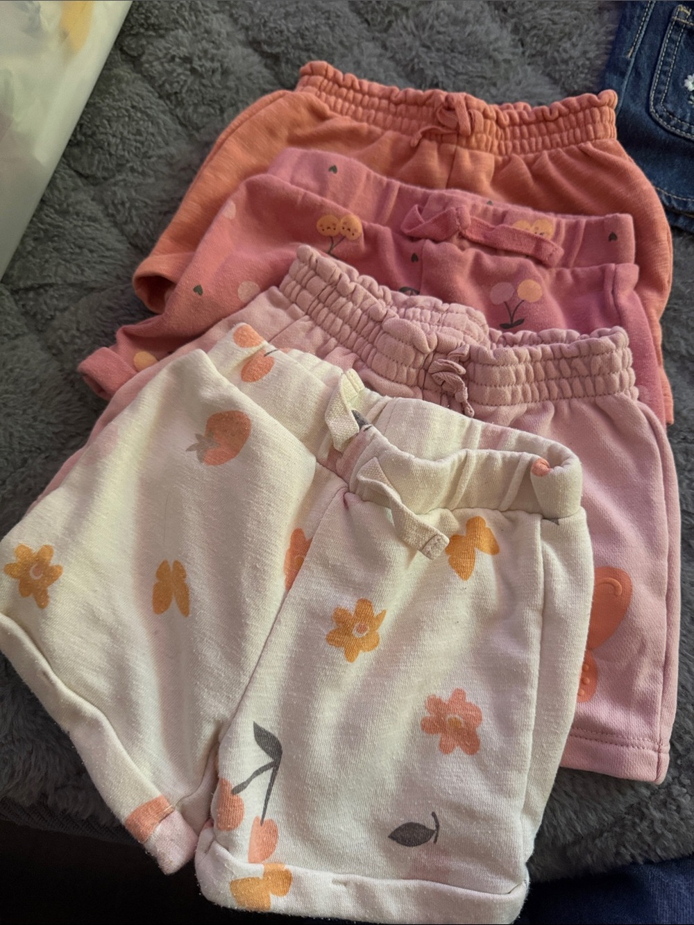 Girls' Pink Floral & Peach Knit Shorts Pack - Kids Bottoms
